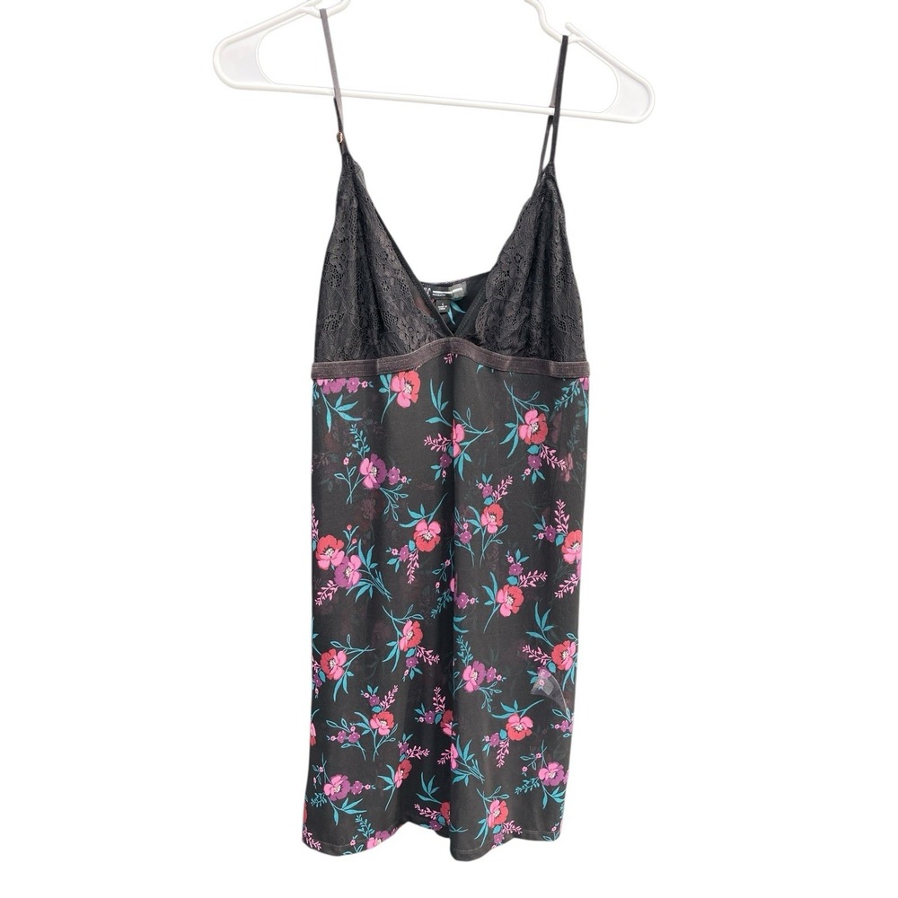 INC Womens Sheer‎ Black Babydoll Dress Size L Lace Floral Mesh Fairy Whimsigoth